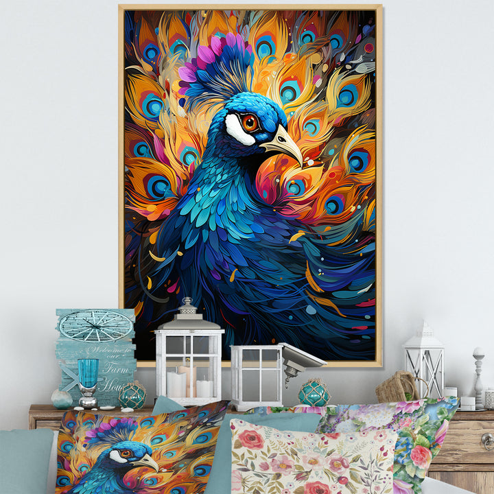 Peacocks Royal Plumage - Peacock Framed Canvas Art