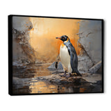 Penguin Elegance In Snow - Penguin Framed Canvas Art