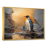 Penguin Elegance In Snow - Penguin Framed Canvas Art