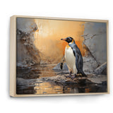 Penguin Elegance In Snow - Penguin Framed Canvas Art