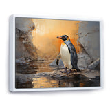 Penguin Elegance In Snow - Penguin Framed Canvas Art