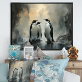 Penguin Family Elegance In Snow - Penguin Large Canvas Wall Art