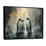 Penguin Family Elegance In Snow - Penguin Large Canvas Wall Art