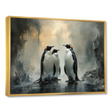 Penguin Family Elegance In Snow - Penguin Large Canvas Wall Art