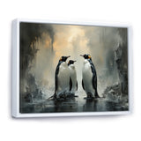 Penguin Family Elegance In Snow - Penguin Large Canvas Wall Art