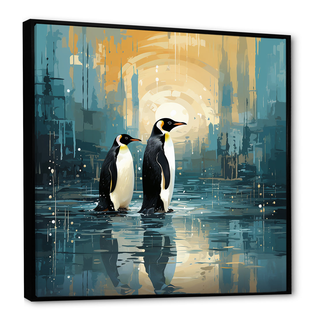 Penguin Couple Elegance In Snow - Penguin Bedroom Wall Art