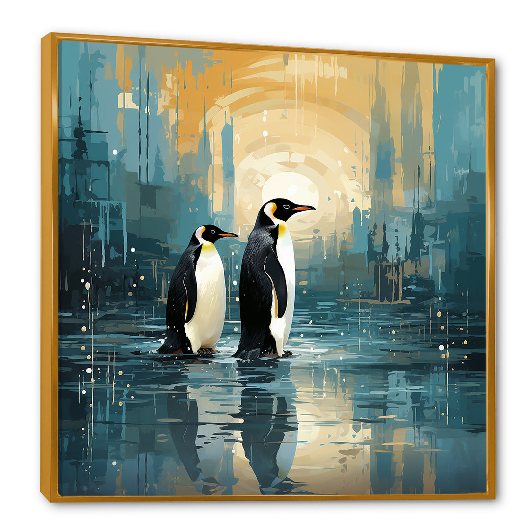 Penguin Couple Elegance In Snow - Penguin Bedroom Wall Art