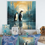 Penguin Couple Elegance In Snow - Penguin Bedroom Wall Art