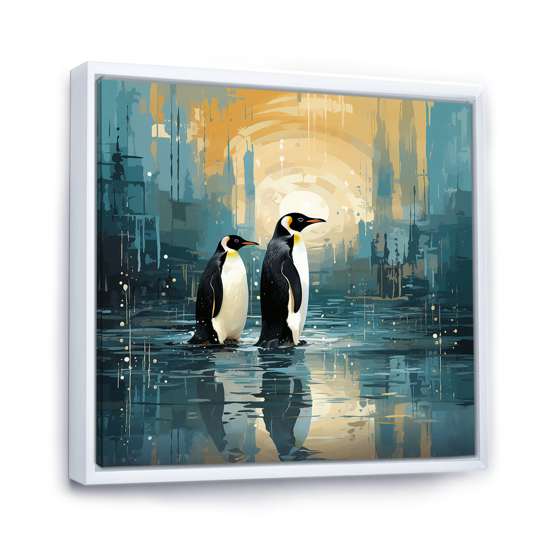 Penguin Couple Elegance In Snow - Penguin Bedroom Wall Art