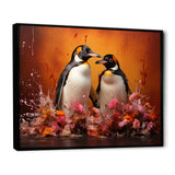 Flower Couple Penguin S World - Penguin Canvas Wall Art