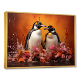 Flower Couple Penguin S World - Penguin Canvas Wall Art