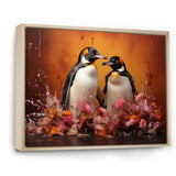 Flower Couple Penguin S World - Penguin Canvas Wall Art