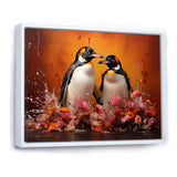 Flower Couple Penguin S World - Penguin Canvas Wall Art