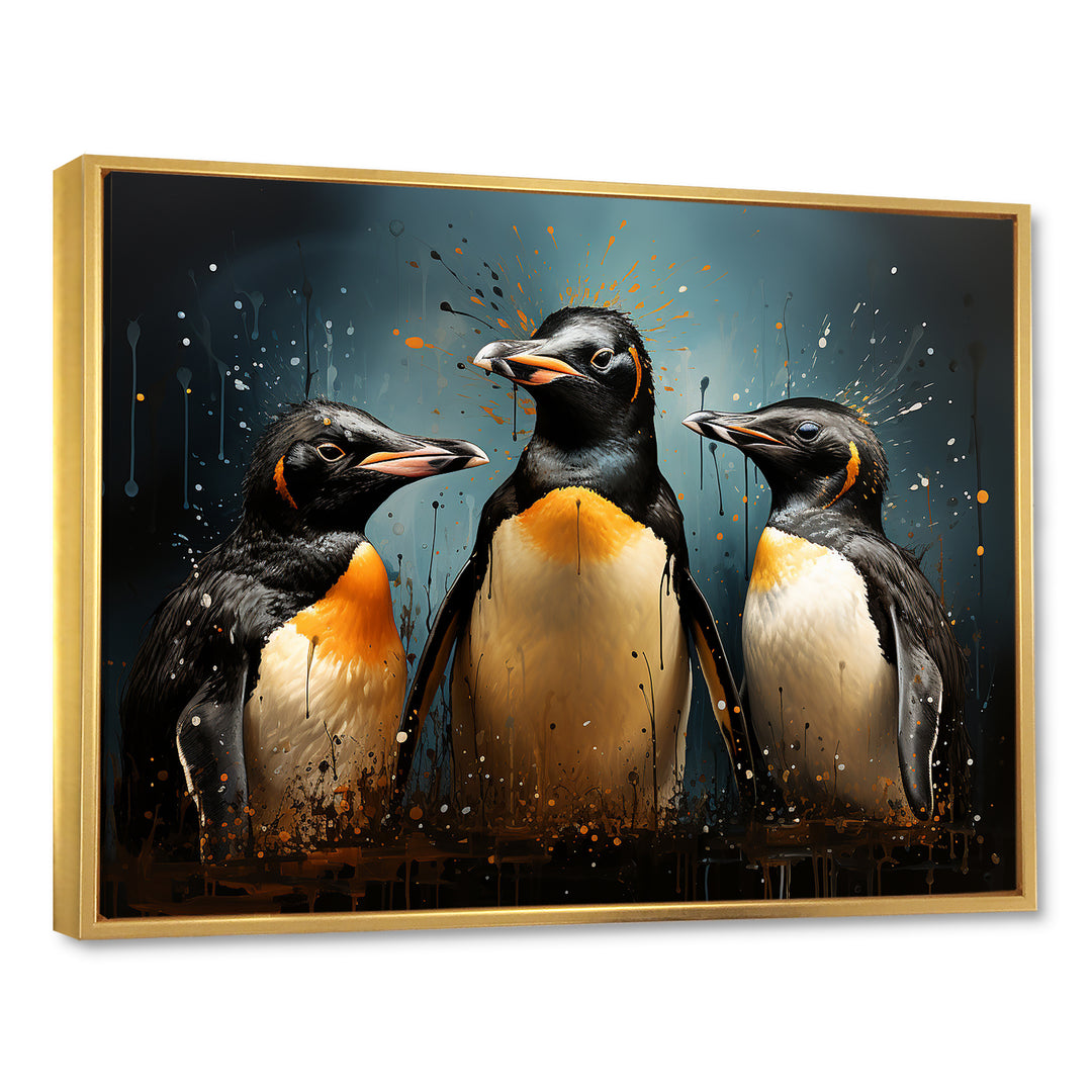 Chill And Chic Penguins - Penguin Canvas Wall Art