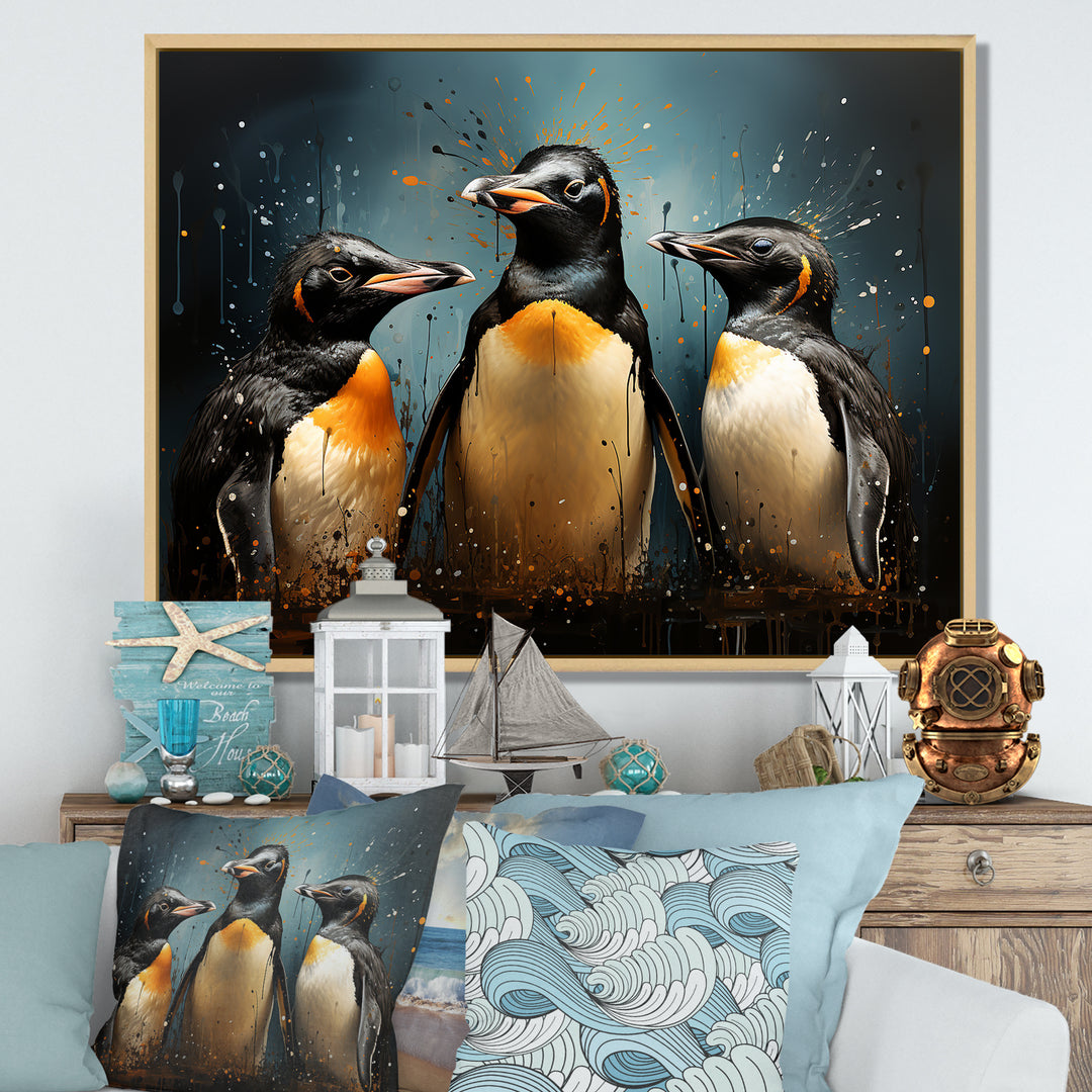 Chill And Chic Penguins - Penguin Canvas Wall Art