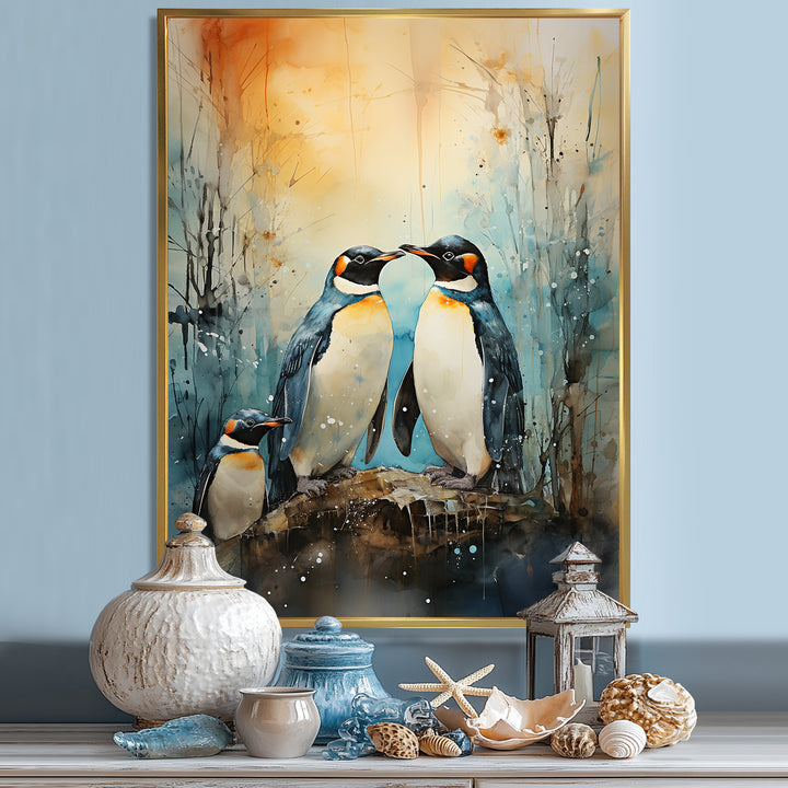 Snowy Penguin Family Wonders - Penguin Home Decor Art