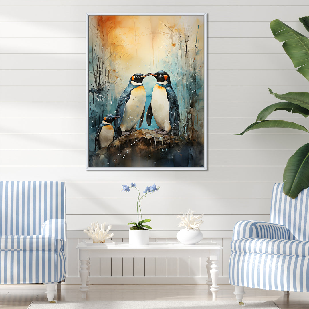 Snowy Penguin Family Wonders - Penguin Home Decor Art