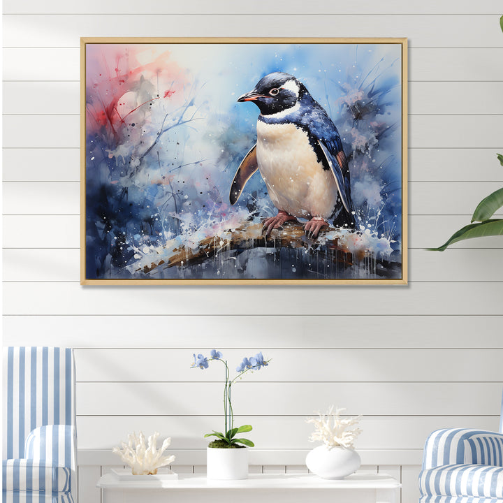 Snowy Penguin Wonders - Penguin Canvas Wall Art