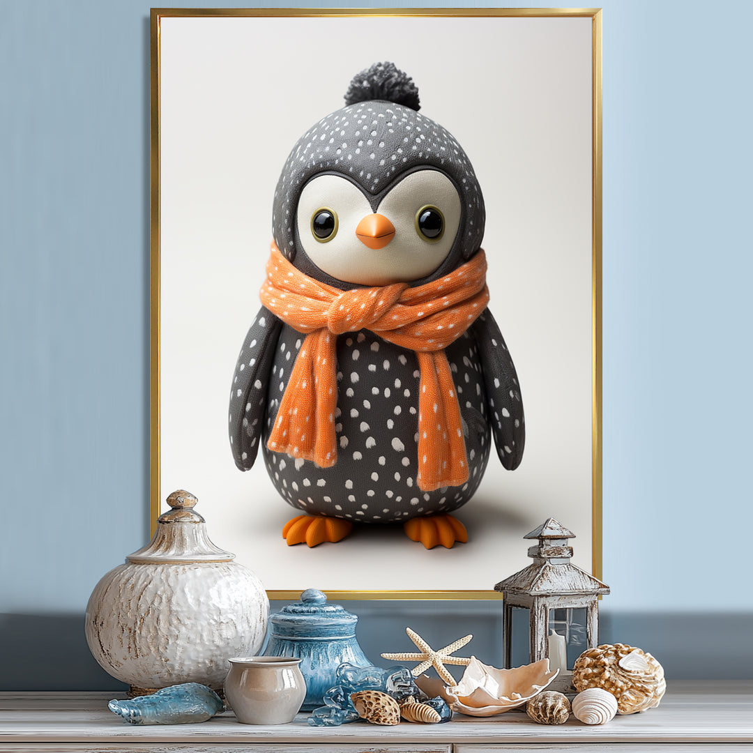 Playful Penguin Toy - Penguin Framed Canvas Art