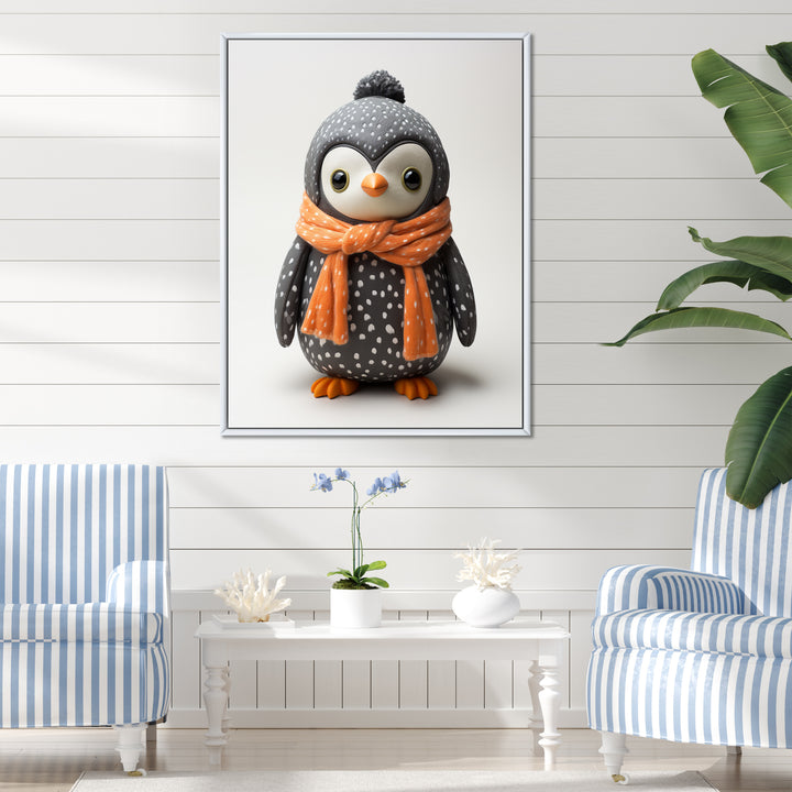Playful Penguin Toy - Penguin Framed Canvas Art