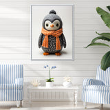 Playful Penguin Toy - Penguin Framed Canvas Art