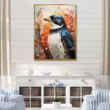 Curious Flower Penguin Scenery - Penguin Large Canvas Wall Art