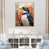 Curious Flower Penguin Scenery - Penguin Large Canvas Wall Art