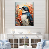 Curious Flower Penguin Scenery - Penguin Large Canvas Wall Art