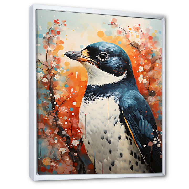 Curious Flower Penguin Scenery - Penguin Large Canvas Wall Art
