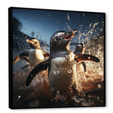 Playful Water Penguin Waltz - Penguin Bedroom Wall Art