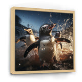 Playful Water Penguin Waltz - Penguin Bedroom Wall Art