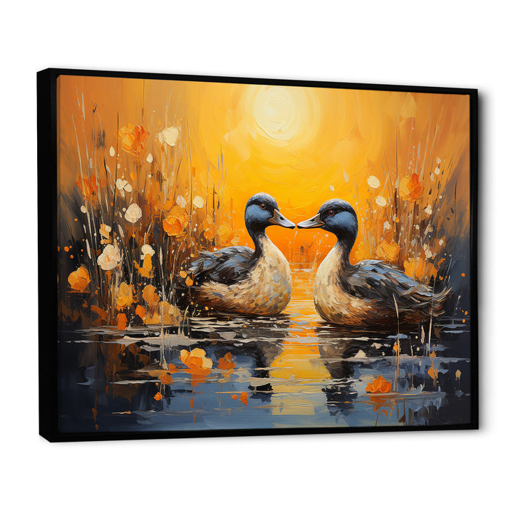 Playful Pond Ducks - Duck Canvas Wall Art