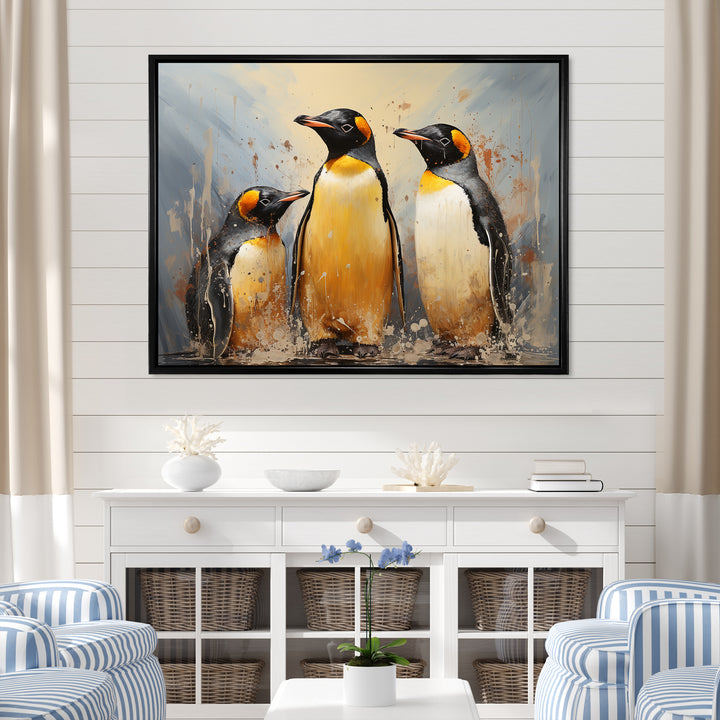 Playful Snow Wonders Penguins - Penguin Canvas Wall Art