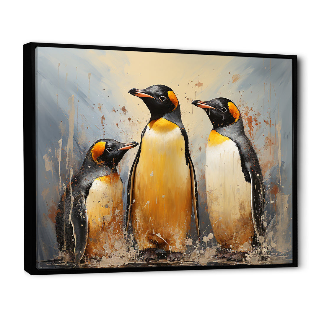 Playful Snow Wonders Penguins - Penguin Canvas Wall Art