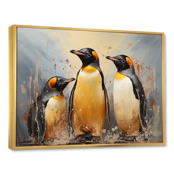 Playful Snow Wonders Penguins - Penguin Canvas Wall Art