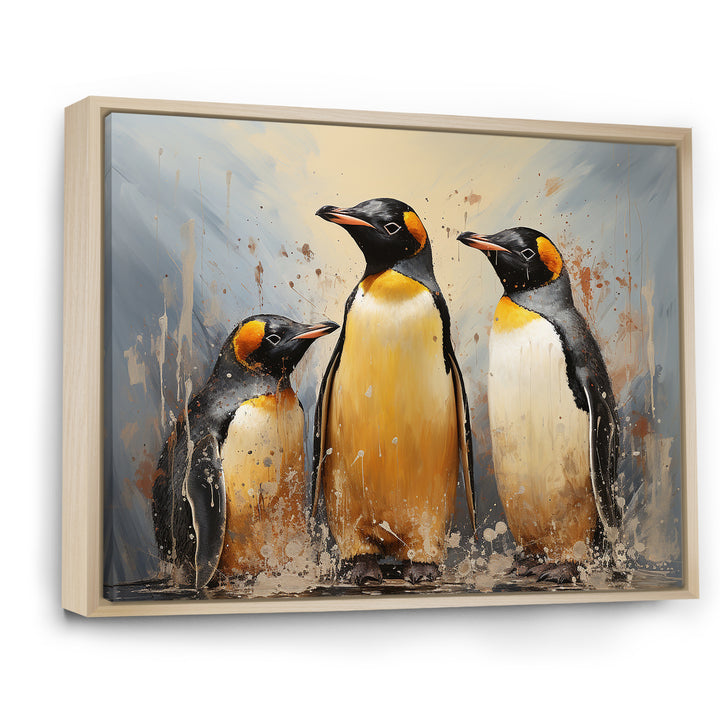 Playful Snow Wonders Penguins - Penguin Canvas Wall Art