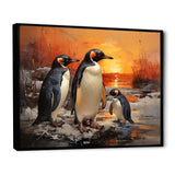 Playful Sunset Snow Wonders Penguins - Penguin Wall Art Prints