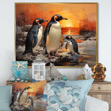 Playful Sunset Snow Wonders Penguins - Penguin Wall Art Prints