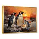 Playful Sunset Snow Wonders Penguins - Penguin Wall Art Prints