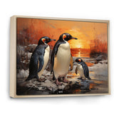 Playful Sunset Snow Wonders Penguins - Penguin Wall Art Prints