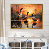 Playful Sunset Duck Wonders - Orange Duck Wall Art