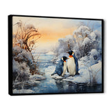 Penguins Winter Symphony - Penguin Framed Canvas Art
