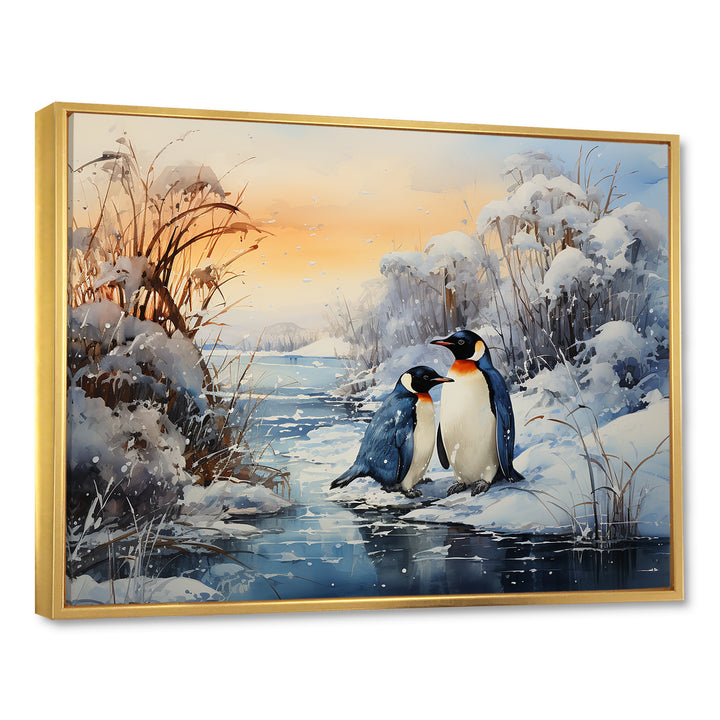 Penguins Winter Symphony - Penguin Framed Canvas Art