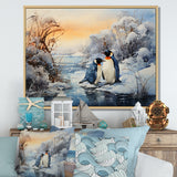 Penguins Winter Symphony - Penguin Framed Canvas Art