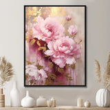 Pink And Gold Peonies In Radiance - Floral Canvas Wall Art