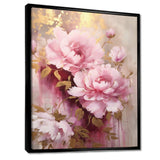 Pink And Gold Peonies In Radiance - Floral Canvas Wall Art