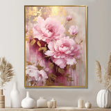 Pink And Gold Peonies In Radiance - Floral Canvas Wall Art