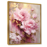 Pink And Gold Peonies In Radiance - Floral Canvas Wall Art