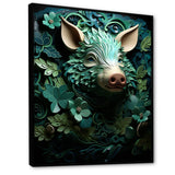Emerald Flower Hog - Pig Living Room Wall Art