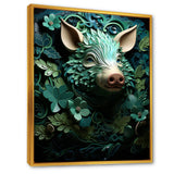 Emerald Flower Hog - Pig Living Room Wall Art